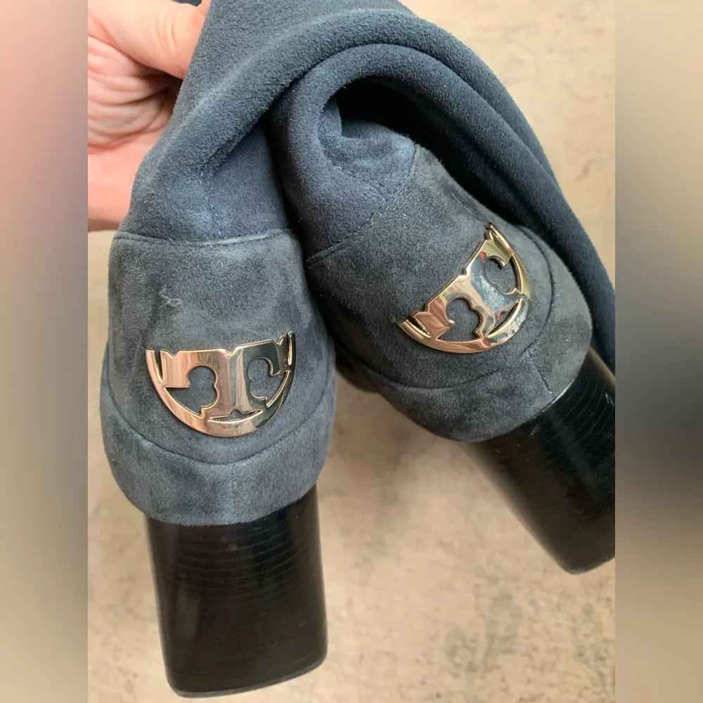 Tory Burch Sidney Slip On‎ Navy Suede Boots Size 10.5